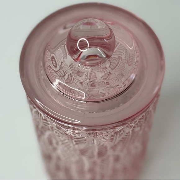 Lifestyle Products Pink Embossed Glass Container Jar With Lid - Picture 4 of 9